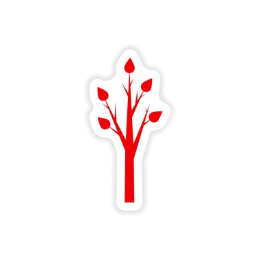 Kağıt ağaç siluet simge etiketi gerçekçi tasarım