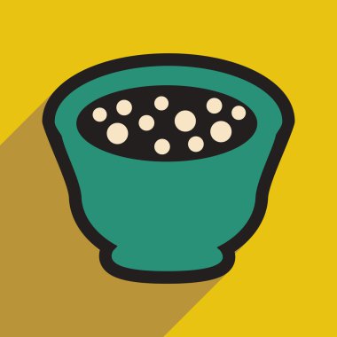 Düz gölge simgesi miso çorbası ile şık arka plan üzerinde