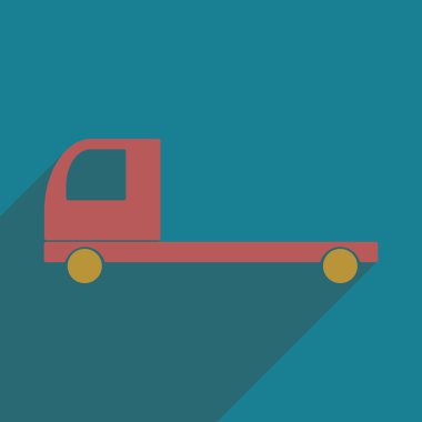 Düz gölge simgesi ve mobil uygulama araba kargo lojistik ile