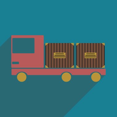 Düz gölge simgesi ve mobil uygulama araba kargo lojistik ile