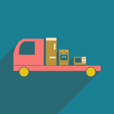 Düz gölge simgesi ve mobil uygulama teslim ev aletleri ile