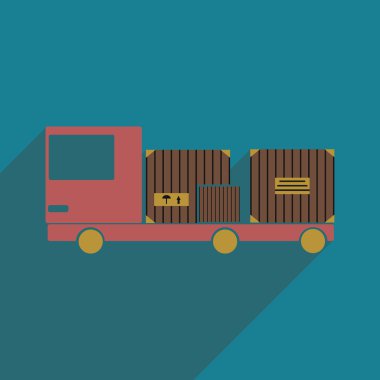 Düz gölge simgesi ve mobil uygulama araba kargo lojistik ile