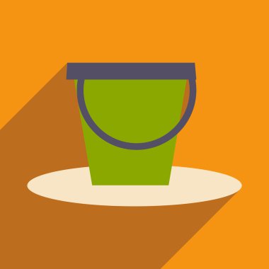 Düz gölge simgesi ve mobil uygulama kova ile