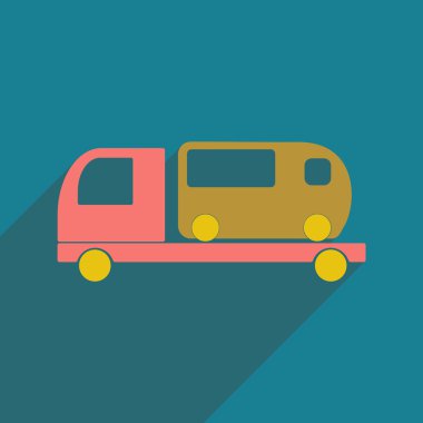 Düz gölge simgesi ve mobil uygulama araba otobüs servisi ile
