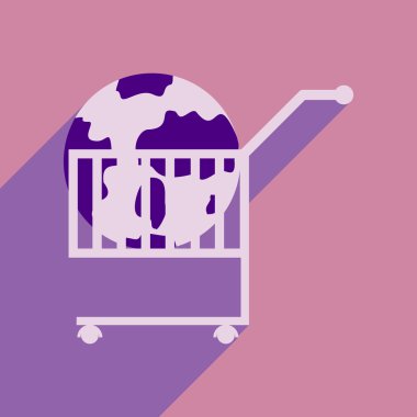 Düz tasarım modern vektör çizim simgesini yerkürenin arabası