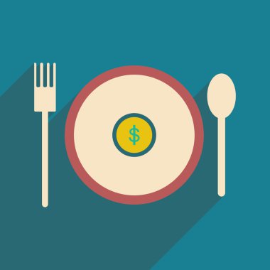 Gölge sikke plaka ile modern düz simgesi