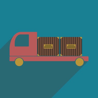 Düz gölge simgesi ve mobil uygulama araba kargo lojistik ile