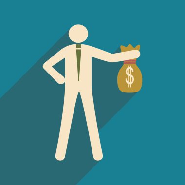 Gölge Adam para çantası ile modern düz simgesi