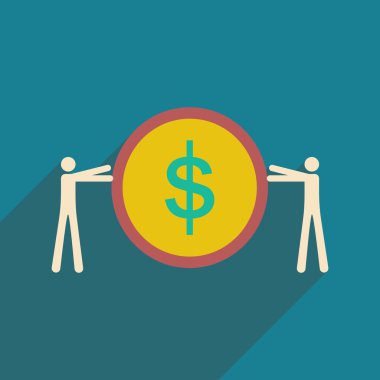 Gölge sikke ve insanlar ile modern düz simgesi