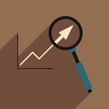 Düz gölge simgesi ekonomik grafik ve yakınlaştırma ile