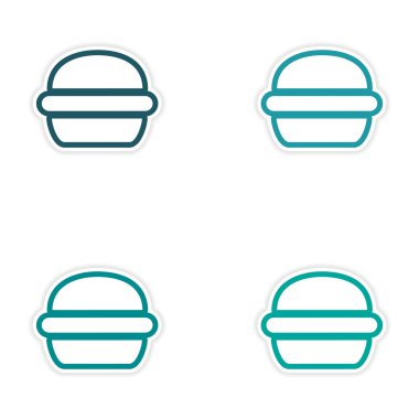 Beyaz arka plan üzerinde çıkartmalar Amerikan burger kümesi