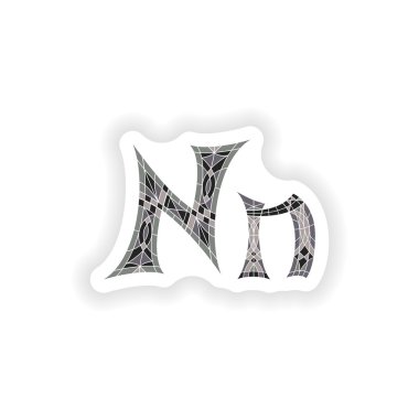 etiket düşük Poli harf N gri mozaik çokgen