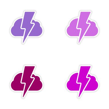 derleme gerçekçi etiket tasarım kağıt yıldırım bulut