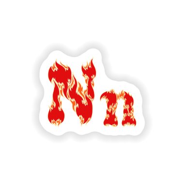 etiket ateşli yazı kırmızı harf N beyaz arka plan