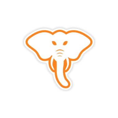 Kağıt etiket beyaz arka plan üzerinde Hintli fil