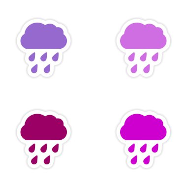 derleme gerçekçi etiket tasarım üzerinde kağıt yağmur bulutu