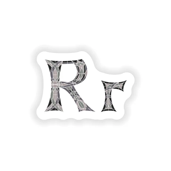 贴纸低聚字母 R 在灰色马赛克多边形 — 图库矢量图片