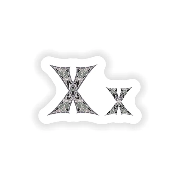 Sticker laag poly letter X in grijze mozaïek veelhoek — Stockvector