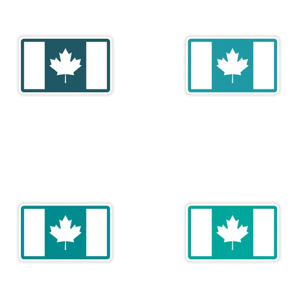Set of stickers Canadian flag on white background — Stock Vector