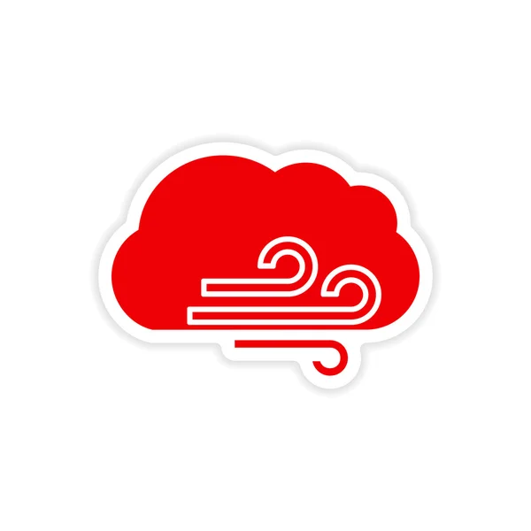 Pictogram sticker realistische ontwerp op papier wolk wind — Stockvector