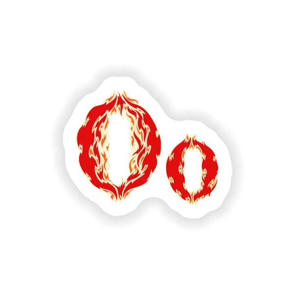 Sticker vurige lettertype rode letter O op witte achtergrond — Stockvector