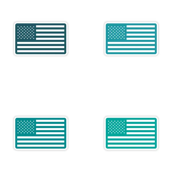 Set of stickers American flag on white background — Stock Vector