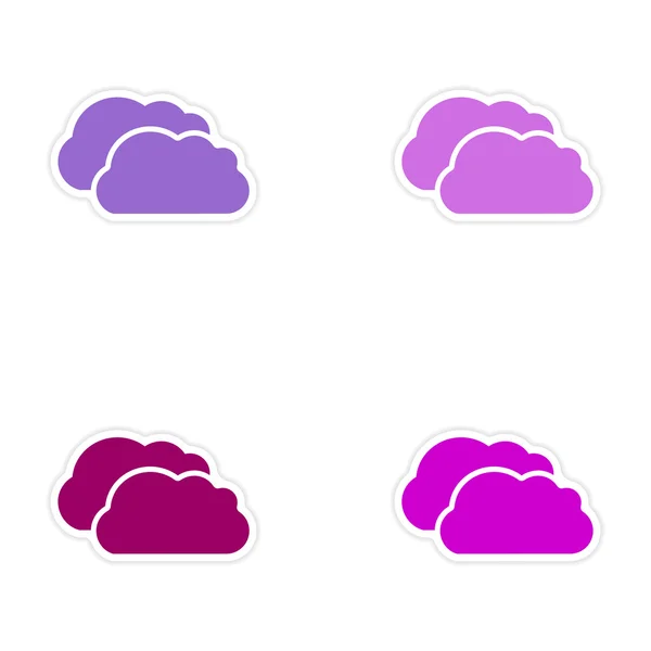 Kağıt bulutlar üzerinde derleme gerçekçi etiket tasarımı — Stok Vektör