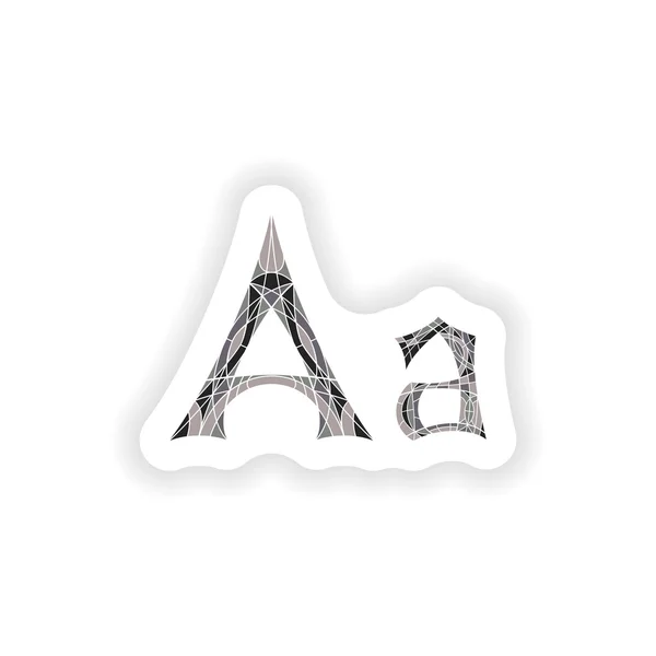 Stiker laag poly letter A in grijze mozaïek veelhoek — Stockvector