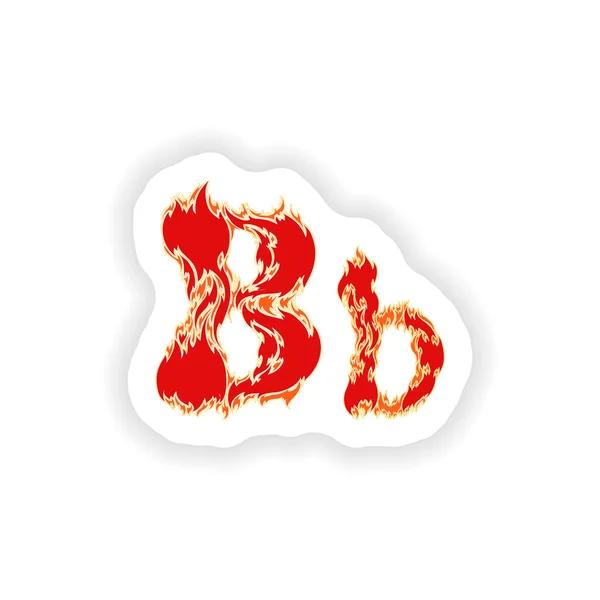 Sticker fiery fonte vermelho letra B no fundo branco —  Vetores de Stock