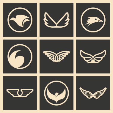 Siyah ve beyaz konsept mobil uygulama dairede uçan Kartallar