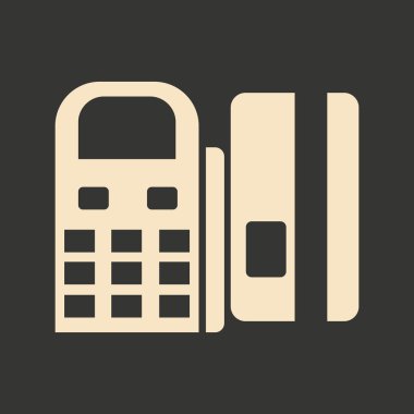 Düz siyah beyaz kart terminali ve kart