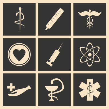 Düz gölge kavramı ve mobil uygulama tıbbi logosu ile