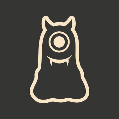 Düz siyah ve beyaz mobil uygulama canavar