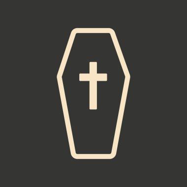 Düz siyah ve beyaz mobil uygulama tabutun içinde