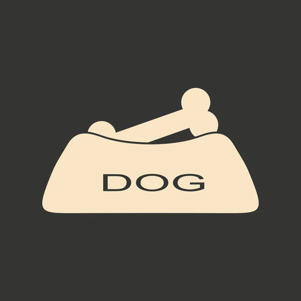 Flat em preto e branco aplicativo móvel tigela cão — Vetor de Stock