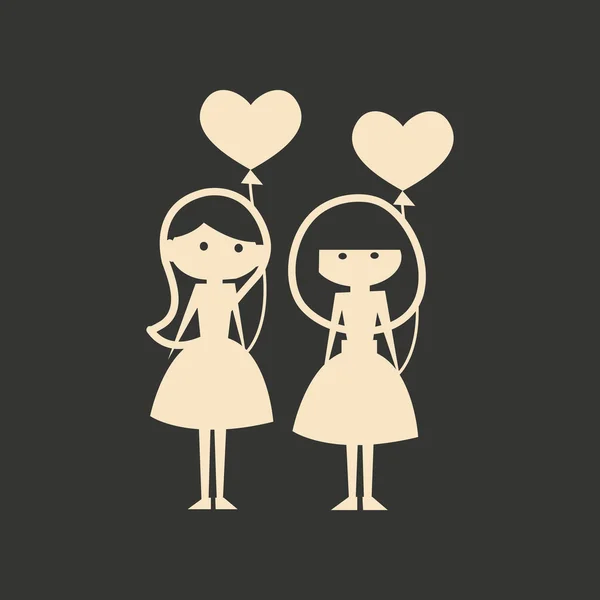 Appartement en noir et blanc application mobile amitié féminine — Image vectorielle