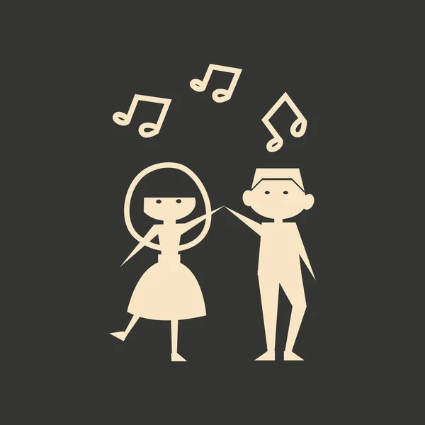 Piso en blanco y negro aplicación móvil baile amigable — Archivo Imágenes Vectoriales