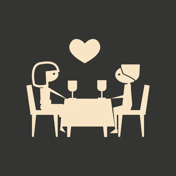 Appartamento in bianco e nero applicazione mobile cena romantica — Vettoriale Stock