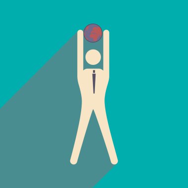 Düz tasarım modern vektör çizim simgesi işadamı ve Küre