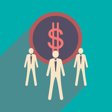 Düz tasarım modern vektör çizim simgesi Doları ve çalışanların