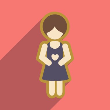 düz simgesiyle uzun gölge hamile kız