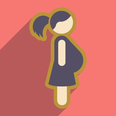 düz simgesiyle uzun gölge hamile kız