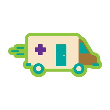 uzun gölge ambulans araba ile düz simgesi