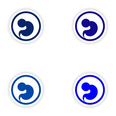 Beyaz arka plan embriyo rahim içinde kağıt etiketleri ayarlama