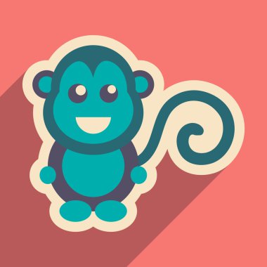 uzun gölge mutlu maymun ile düz simgesi