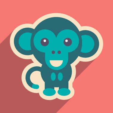 uzun gölge mutlu maymun ile düz simgesi