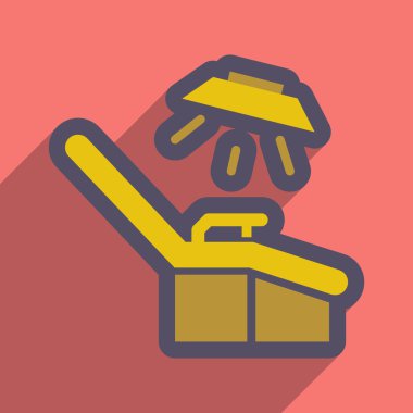 uzun gölge jinekolojik sandalye ile düz simgesi