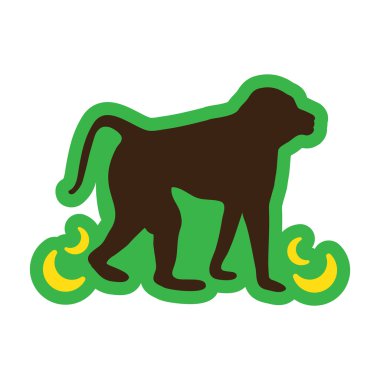 uzun gölge maymun ile muz ile düz simgesi