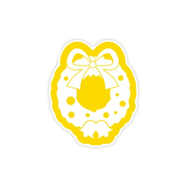 Kağıt etiket üzerinde beyaz arka plan Noel çelenk