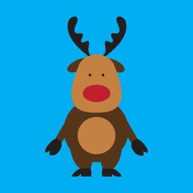 düz mavi arka plan Santas Ren geyiği simgesine